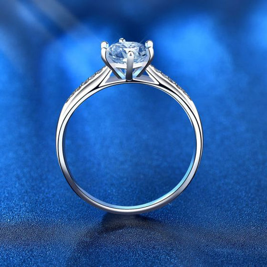 Six Claw Moissanite Sterling Silver Ring