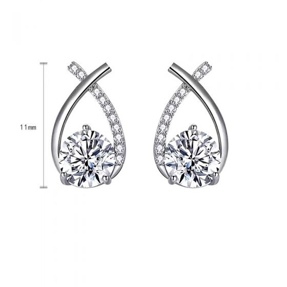 Moissanite Fish Tail Silver Stud Earrings