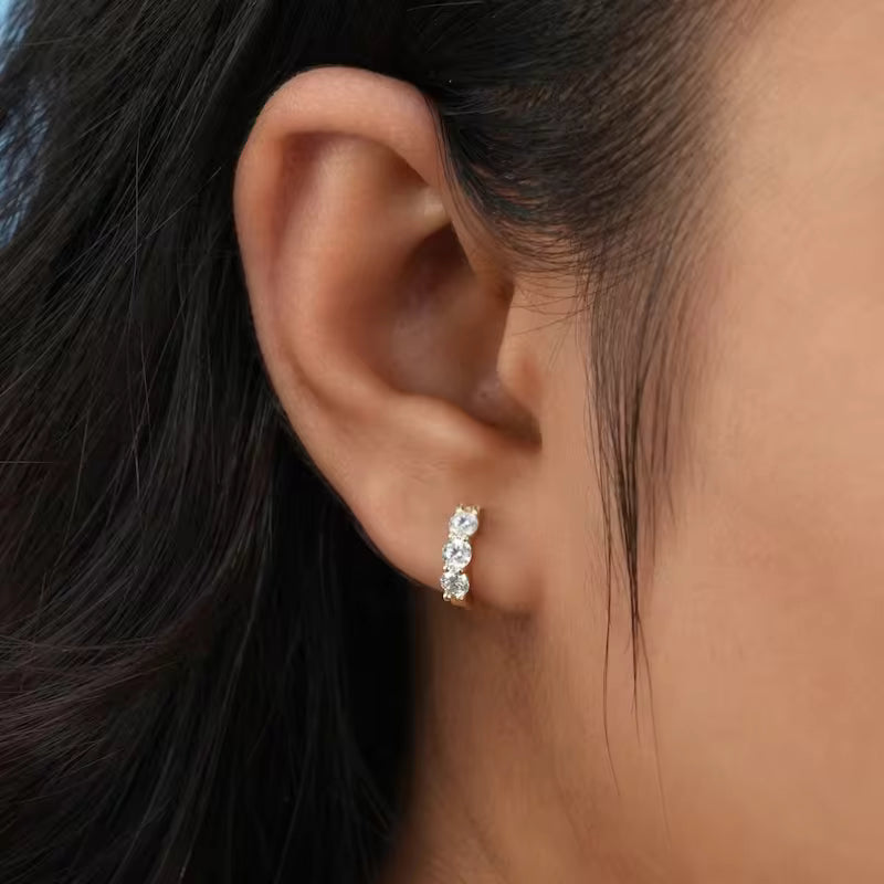 Moissanite Silver Hoop Earrings