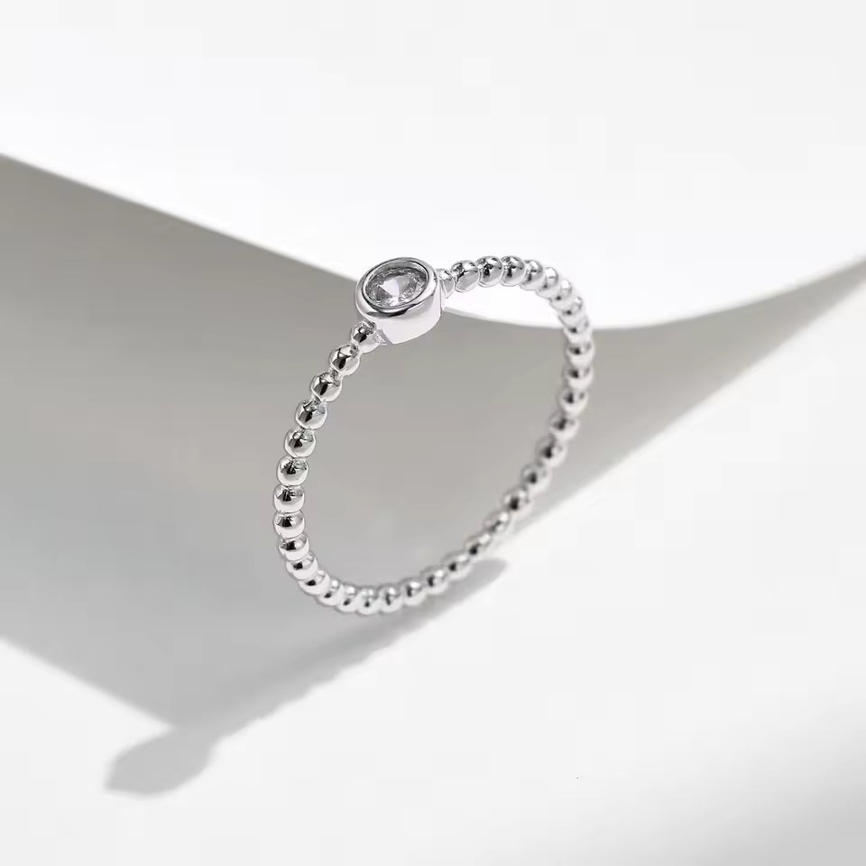 Bezel Moissanite Stack Ring
