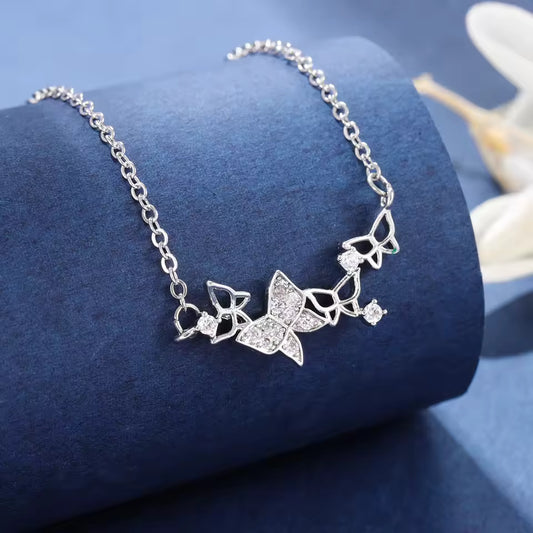 Butterfly Heart Crystal Necklace