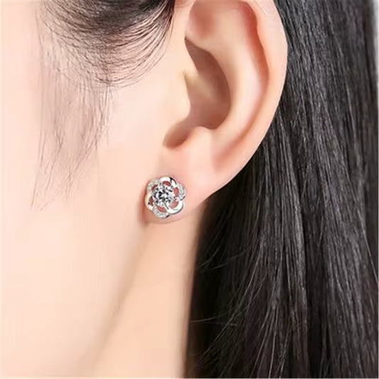 Sterling Silver Zircon Stud Earrings