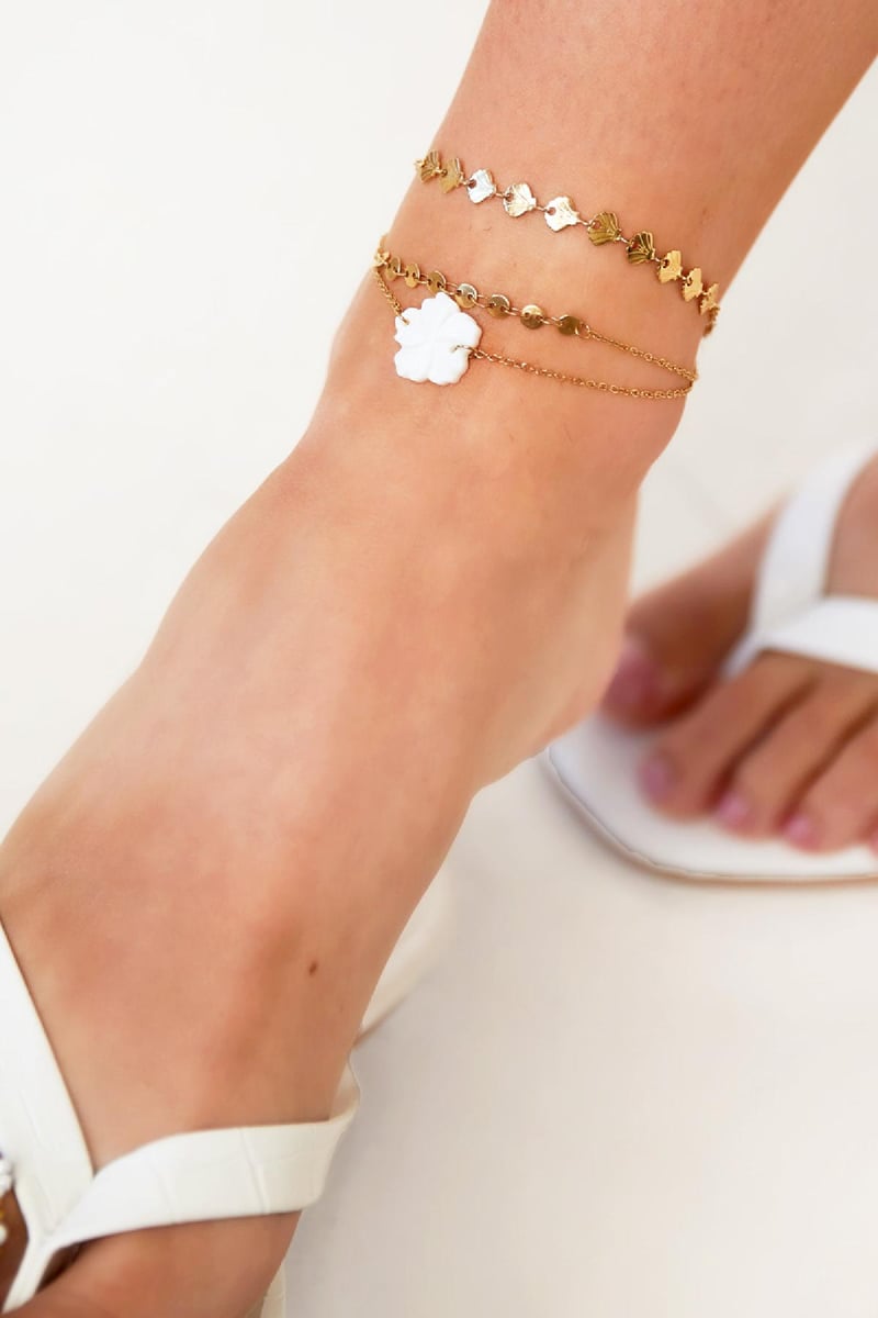 Flower anklet - Beach collection Gold Color Stainless Steel