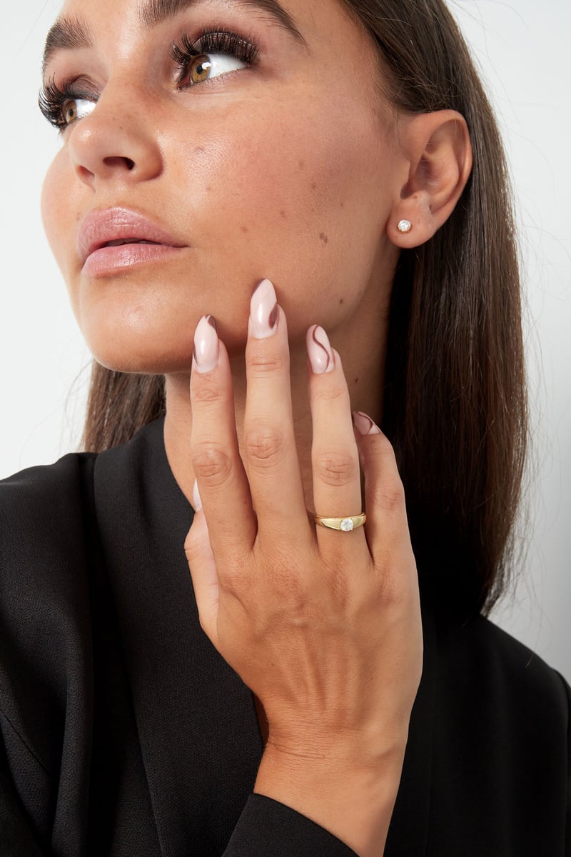 Ring basic with stone - Gold Color - 16