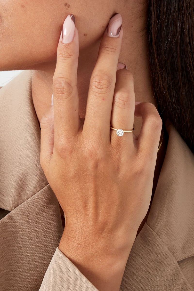 Ring large stone - Gold Color - 16