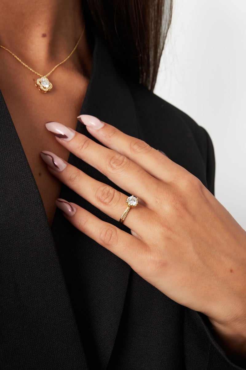 Ring stone with stones - Gold Color - 16