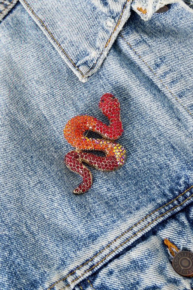 Snake Brooch - Pink & Purple