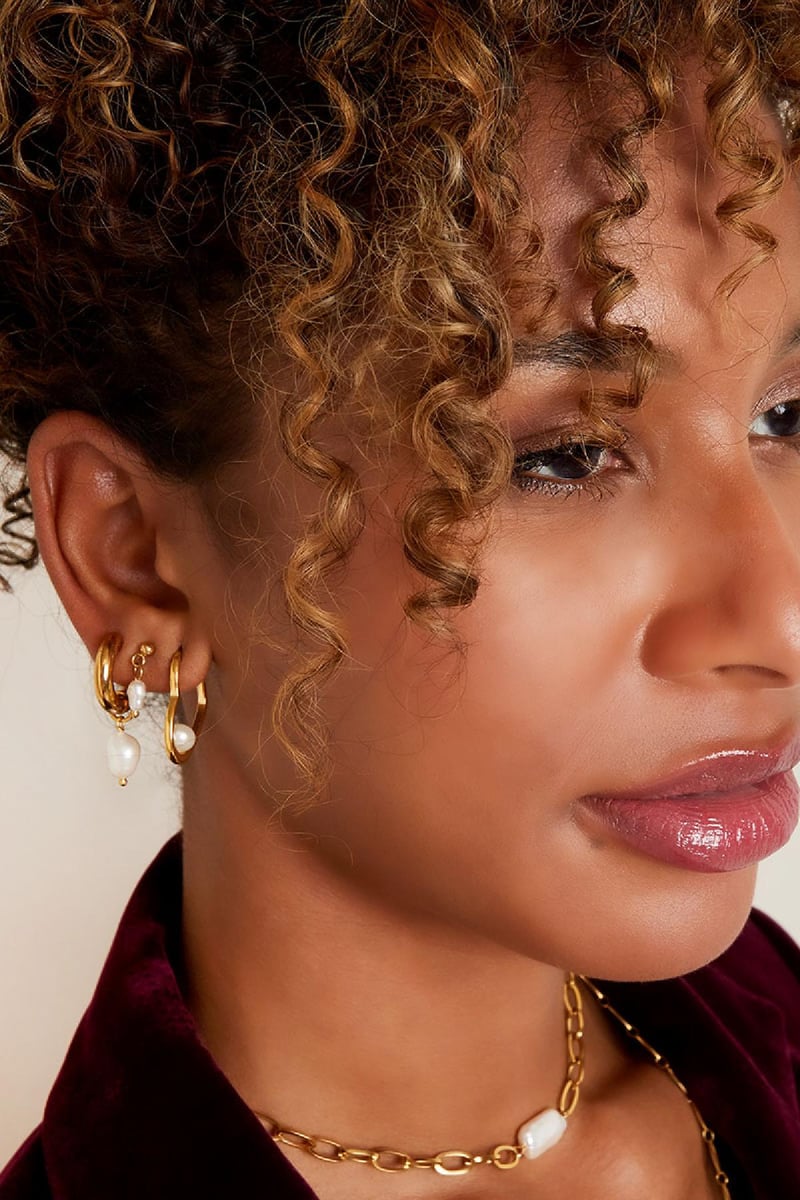 stainless steel earrings pearls simple 