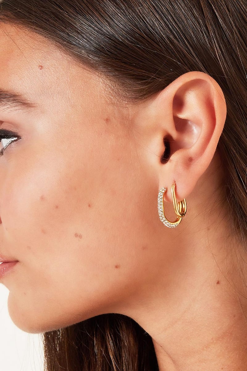 Oval hoops Gold Color Stainless Steel