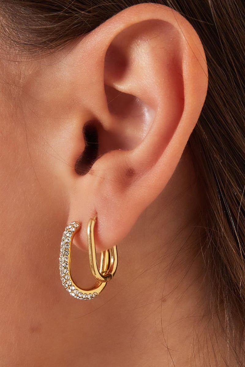 Oval hoops Gold Color Stainless Steel