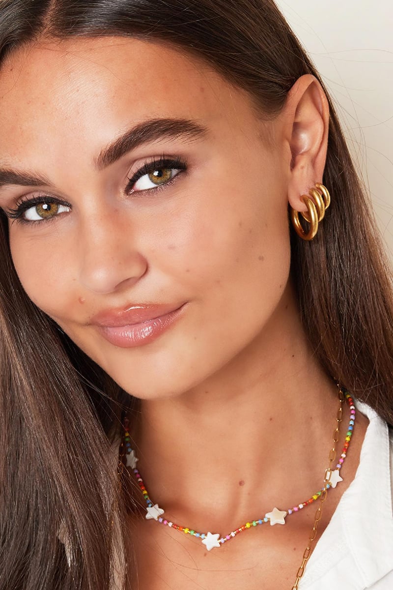 Basic creoles earrings - large Gold Color Stainless Steel