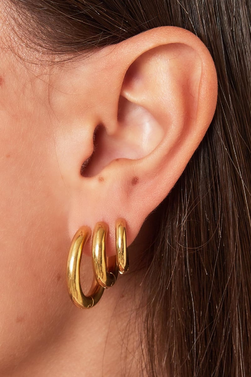 Basic creoles earrings - large Gold Color Stainless Steel