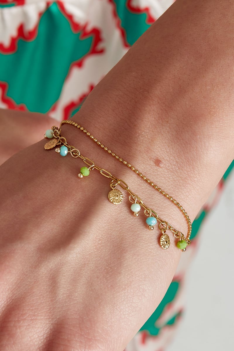 Bracelet with coins and beads - pink/Gold color 