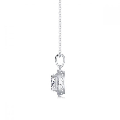 Oval Moissanite Silver Pendant Necklace