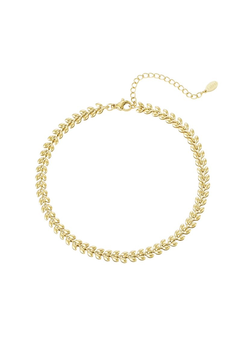 Anklet leafs Gold Color Stainless Steel
