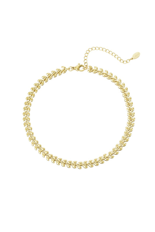 Anklet leafs Gold Color Stainless Steel