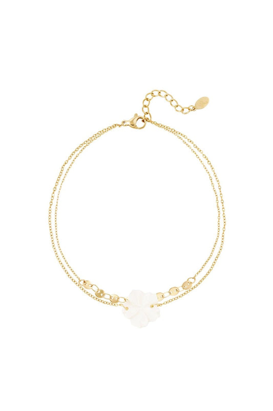 Flower anklet - Beach collection Gold Color Stainless Steel