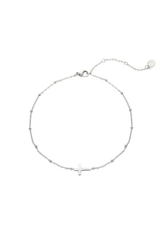Anklet Classic Cross Silver Color Stainless Steel