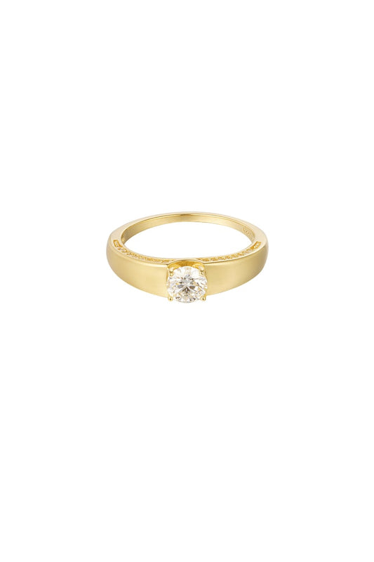 Ring basic with stone - Gold Color - 16