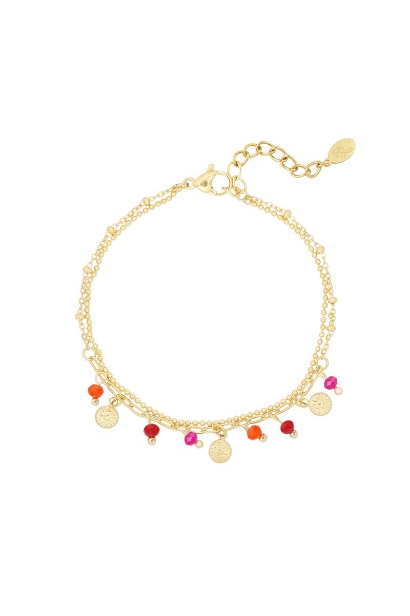 Bracelet with coins and beads - pink/Gold color 