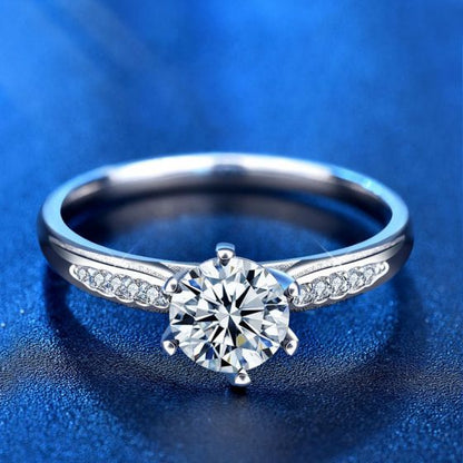 Six Claw Moissanite Sterling Silver Ring