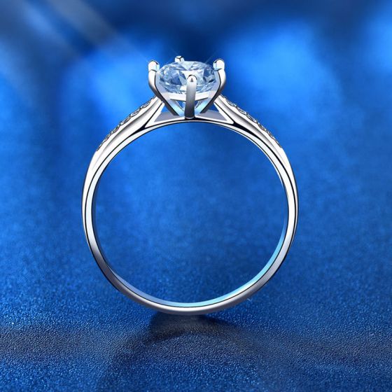 Six Claw Moissanite Sterling Silver Ring