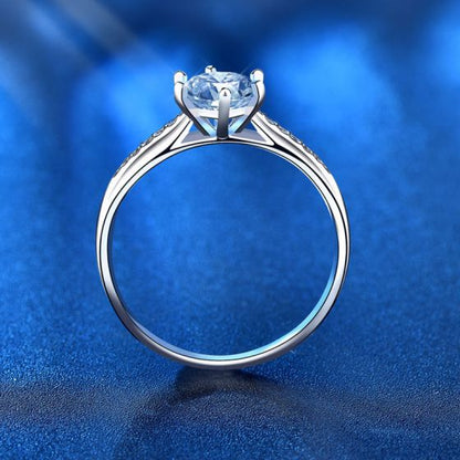 Six Claw Moissanite Sterling Silver Ring