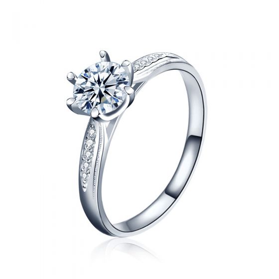 Six Claw Moissanite Sterling Silver Ring