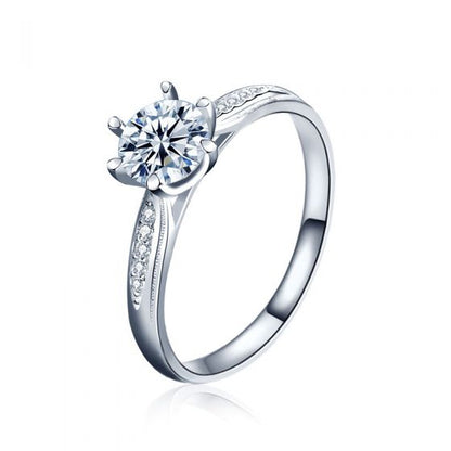 Six Claw Moissanite Sterling Silver Ring