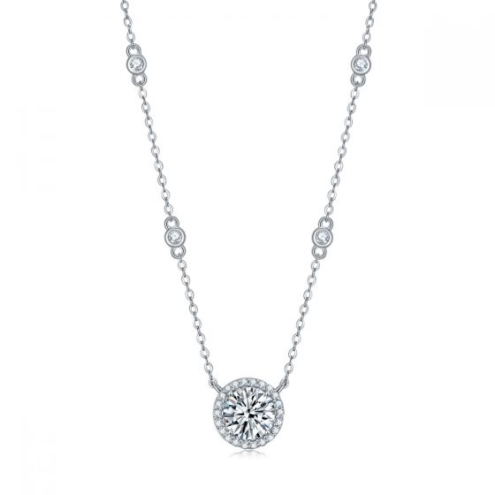 Geometric Moissanite Silver Necklace