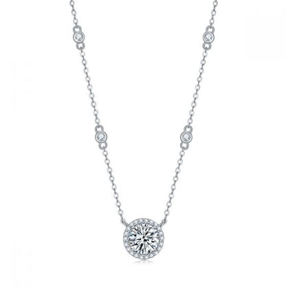 Geometric Moissanite Silver Necklace
