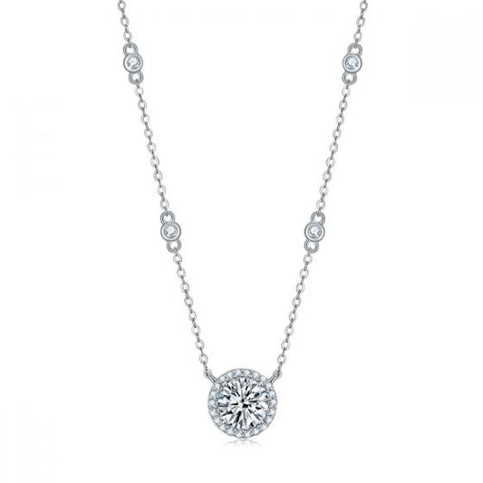Geometric Moissanite Silver Necklace