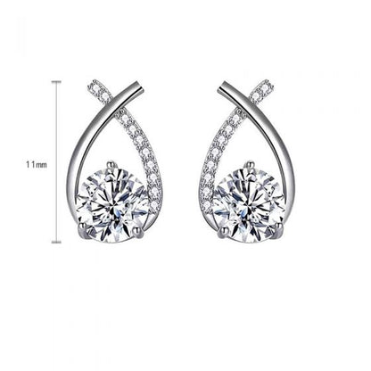 Moissanite Fish Tail Silver Stud Earrings