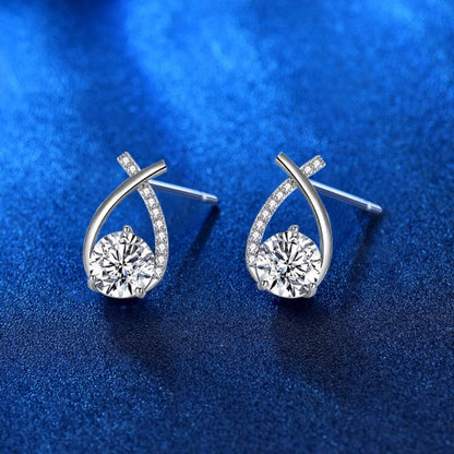 Moissanite Fish Tail Silver Stud Earrings