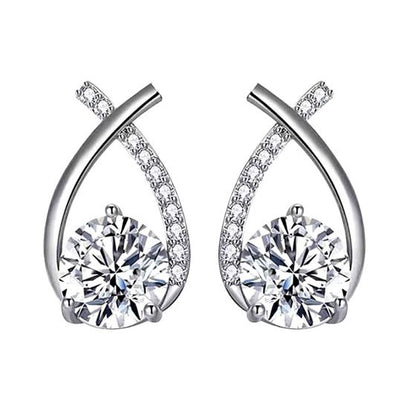 Moissanite Fish Tail Silver Stud Earrings