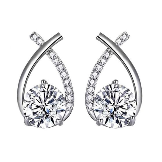 Moissanite Fish Tail Silver Stud Earrings