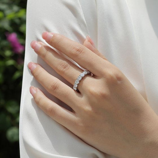 Moissanite Geometric Sterling Silver Ring