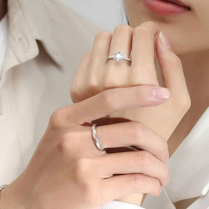 Moissanite Silver Couple Ring Set