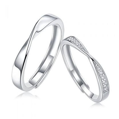 Moissanite Mobius Silver Couple Rings