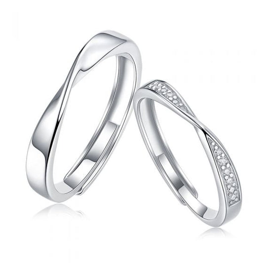 Moissanite Mobius Silver Couple Rings