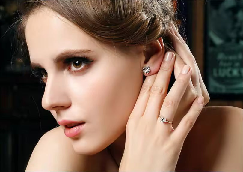 Sterling Silver Crown Stud Earrings