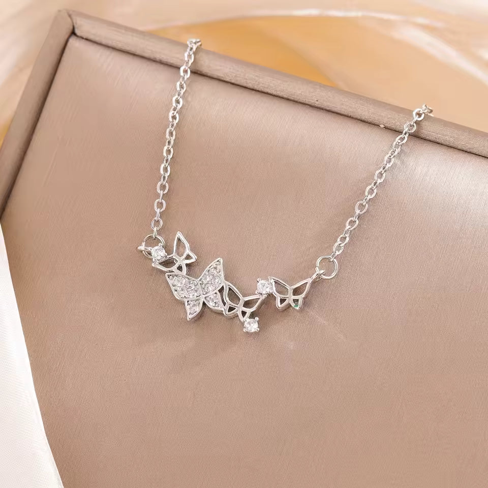 Butterfly Heart Crystal Necklace