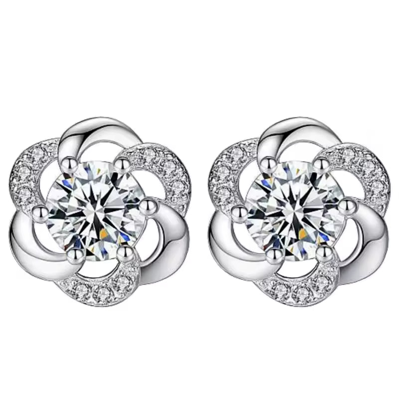 Sterling Silver Zircon Stud Earrings