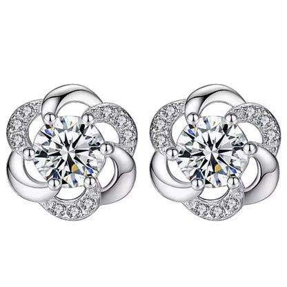 Sterling Silver Zircon Stud Earrings