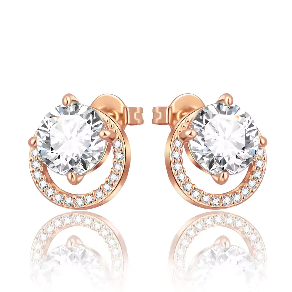 Sterling Silver Zircon Stud Earrings