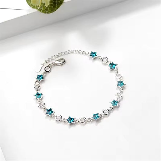 Blue Star Crystal Silver Bracelet