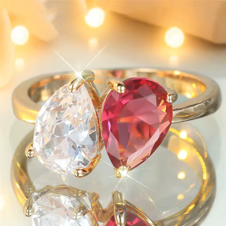 Oval Zircon Charm Ring