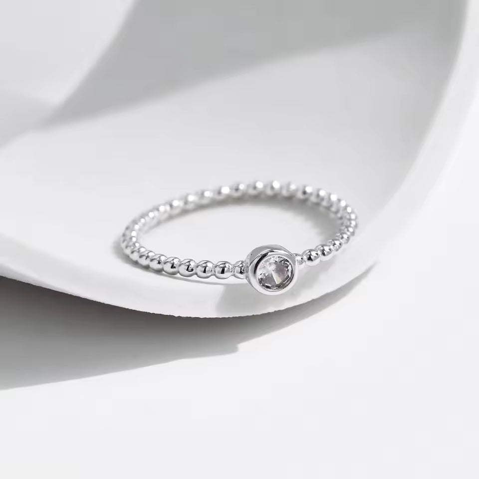 Bezel Moissanite Stack Ring