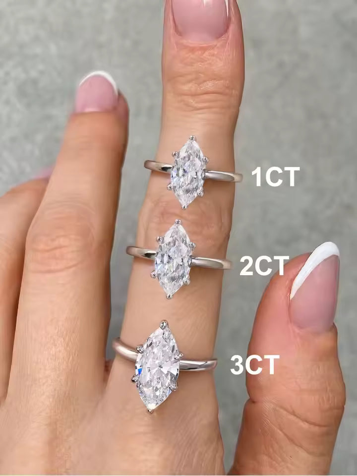 Marquise Zircon Sterling Silver Ring