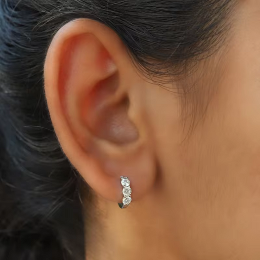 Moissanite Silver Hoop Earrings